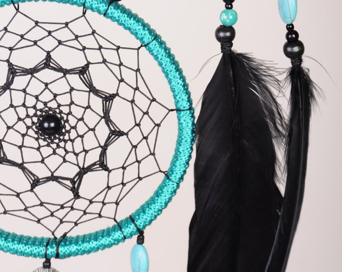 Mint Black Dream Catcher Large Dreamcatcher Dream сatcher Mint Black agate dreamcatchers wall decor handmade Boho Mint Black dream catcher