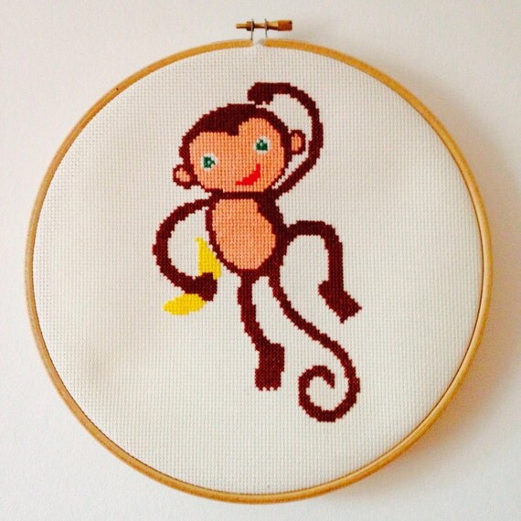 Monkey Cross Stitch Pattern Instant Download PDF Cross