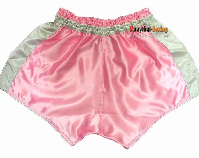 Muay Thailand Boxing Shorts Low-Waist Fit Retro Style - LIGHT PINK