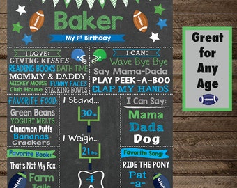 Boy's birthday chalkboard sign, Football chalkboard sign, Football Theme Birthday, First Birthday, Second Birthday, Boys Football Party, 1st