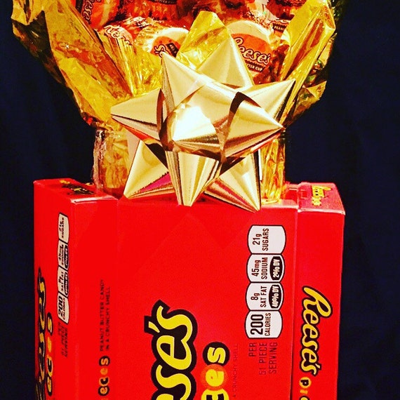 Reese's Candy Gift Basket Bouquet Chocolate Gift by GlimmerGifts