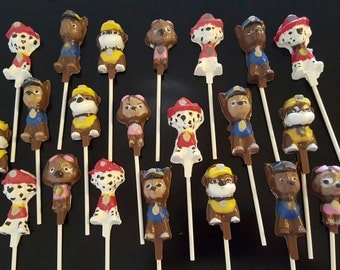 Paw Patrol themed chocolate lollipops party favors Qty 15