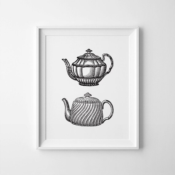 Vintage Printables Teapot Print Tea Wall Art Tea Pot
