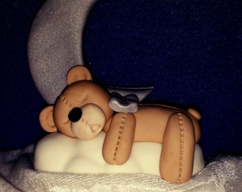 Sleepy Bear Moon Baby Shower Cake Topper