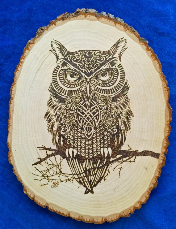 Pyrography Owl Basswood Wood Burning Art by AnitasCraftShop