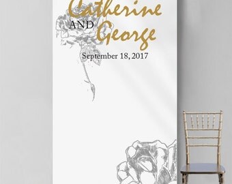 Personalized Silver Rose Photo Booth Backdrop (MICPSRPB47)