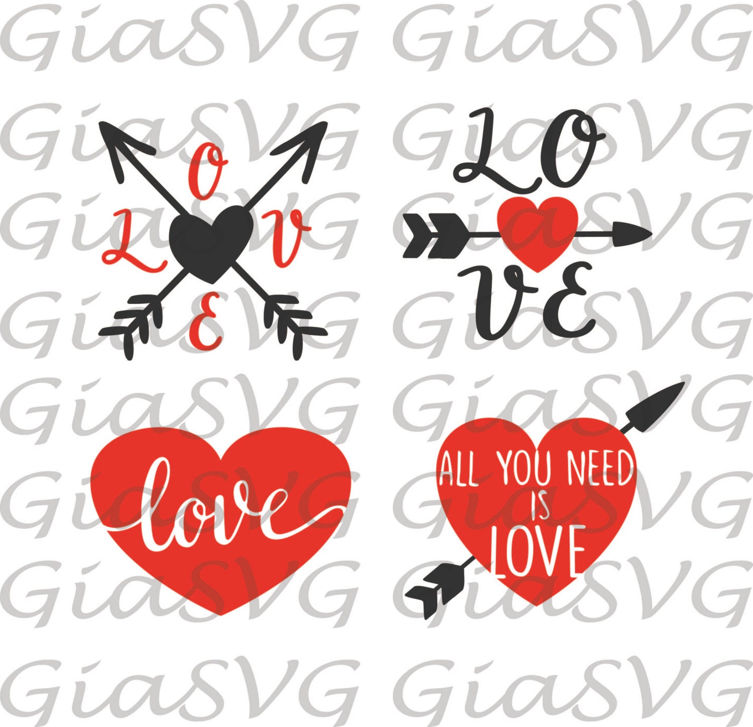 Download Love Bundle SVG Hearts svg 4 ready to cut files for Cricut