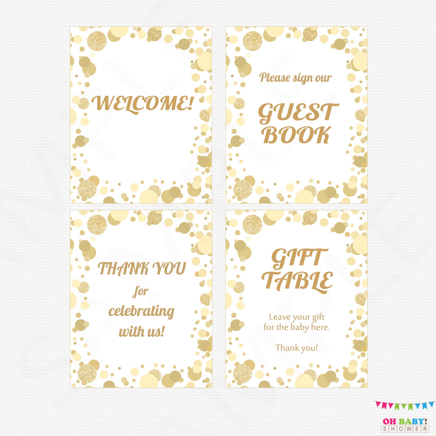 Gold Baby Shower Table Signs Printable Baby Shower Signs 9