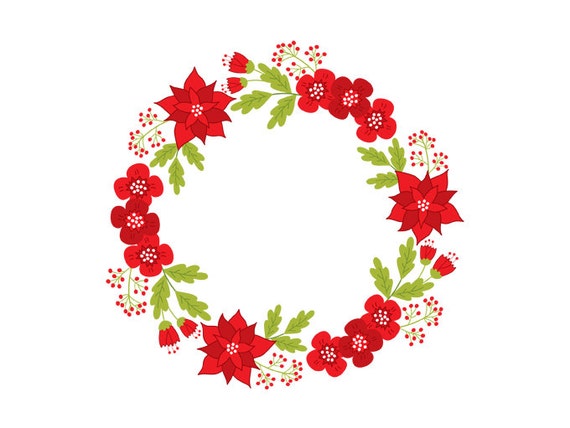 Christmas Wreath Clipart Digital Vector Wreath Holly by TanitaArt