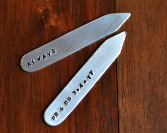 Always Personalized Collar Stays, Harry Potter Collar Stays, Personalized Gifts for Him, Ten Year Anniversary Gifts for Him, Gifts for Groom