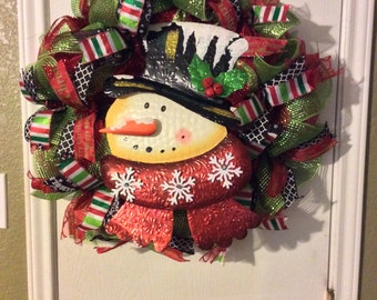 wreath face deco snowman mesh Snowman Wreath and Deco Mesh Snowman White Snowman Wreath