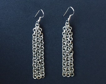 Items similar to Dangling Round Earrings (Silver) on Etsy