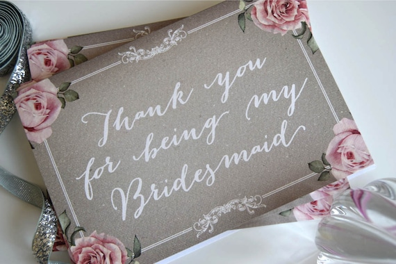 Personalised Bridesmaid and Maid of Honour Thank You Card