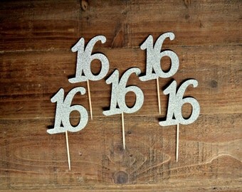 Sweet 16 Cupcake Toppers. 16th Birthday Cupcake Toppers. Sweet 16. Sweet 16 Party Decorations. Sixteen. Sweet 16 Decor.