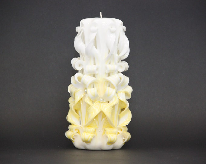 Mothers day, Yellow candle, Young style, Carved candle, Decorative candles, Romantic candles, Unique ladys gifts, Carved candles, For women