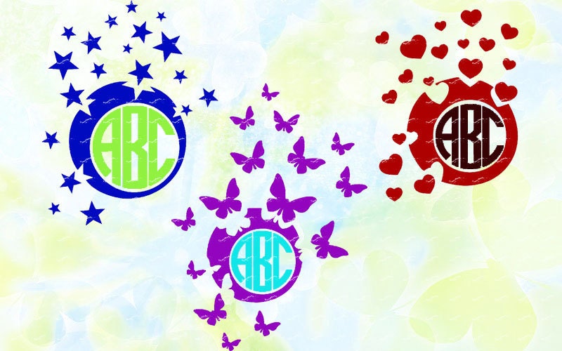 Download 3 monogram Stars Butterfly Hearts svg dxf studio v3 jpg