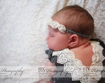 PDF Knit Romper Pattern Newborn Photo Props V Neck Onesie Baby Open Back Knit Baby Romper Ruffle Sleeve "Juliette"