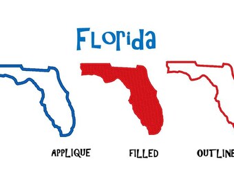 Bogo Free, USA State Florida Embroidery Design Pack, Outline Stitch, Filled Stitch and Applique, Instant Download,