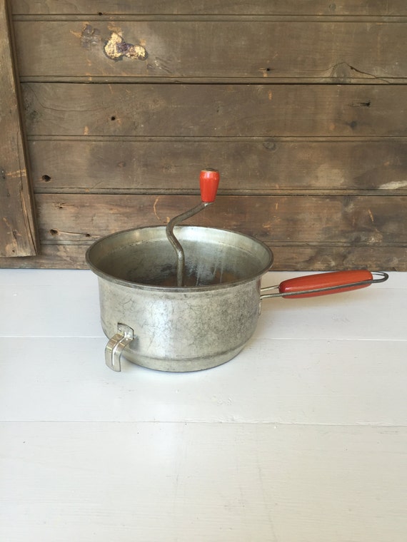 Vintage Food Mill with Red Wood Handles By Foley Kitchen