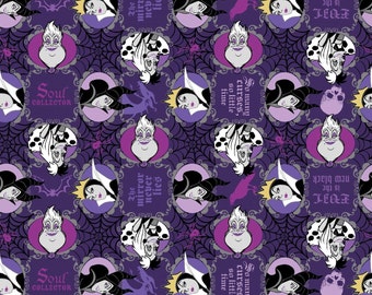 Disney Fabric - Disney Villains Fabric - Disney Villains Evil Is The New Black 100% cotton 43" fabric by yard,g162