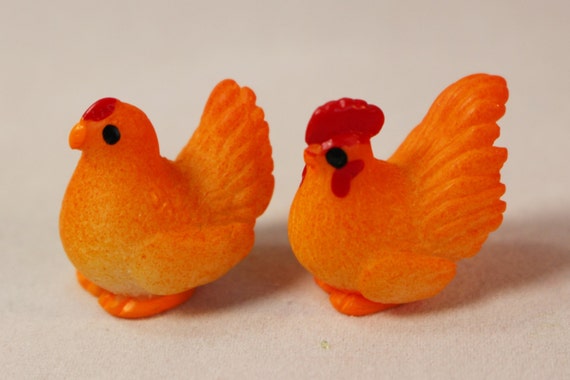 resin roosters and hens