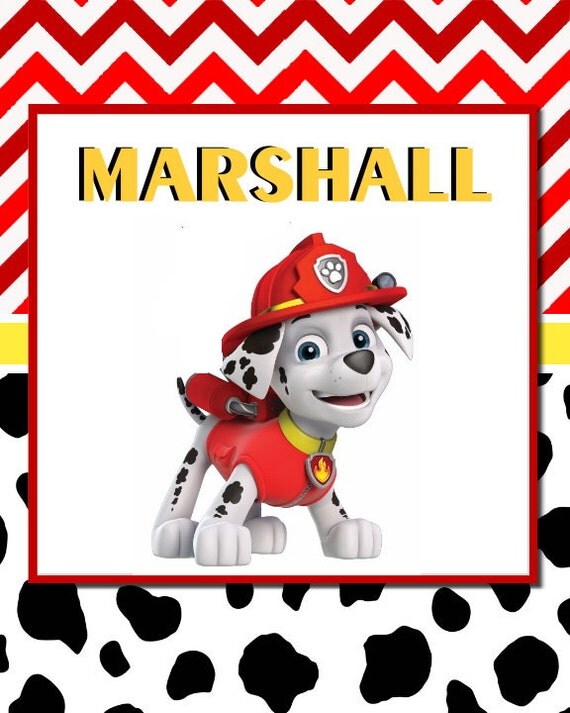 paw patrol marshall Personalized wall art by PlacematBoutique