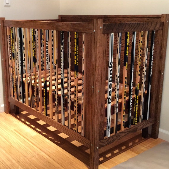 Custom Oak Crib Made With Hockey Sticks