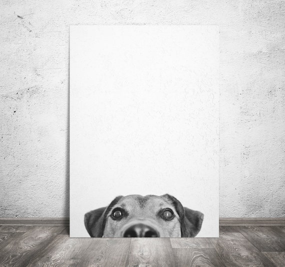 Black and White Dog Print Hidden Dog Print Dog Wall by Lgraphic