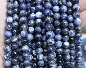 Natural Blue Sodalite, Round Beads, Blue Sodalite, Sodalite Beads, 4 6 8 10 12 14 mm, (OB024)