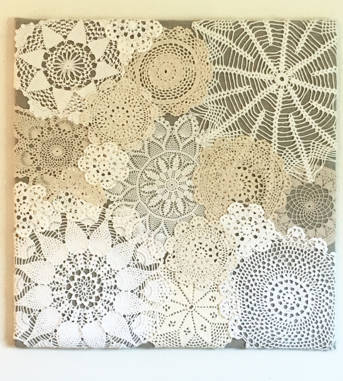 Vintage doily wall hanging by AmityCreekLiving on Etsy