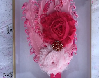 Baby Toddler Child Feathered headband Pink and Light Pink