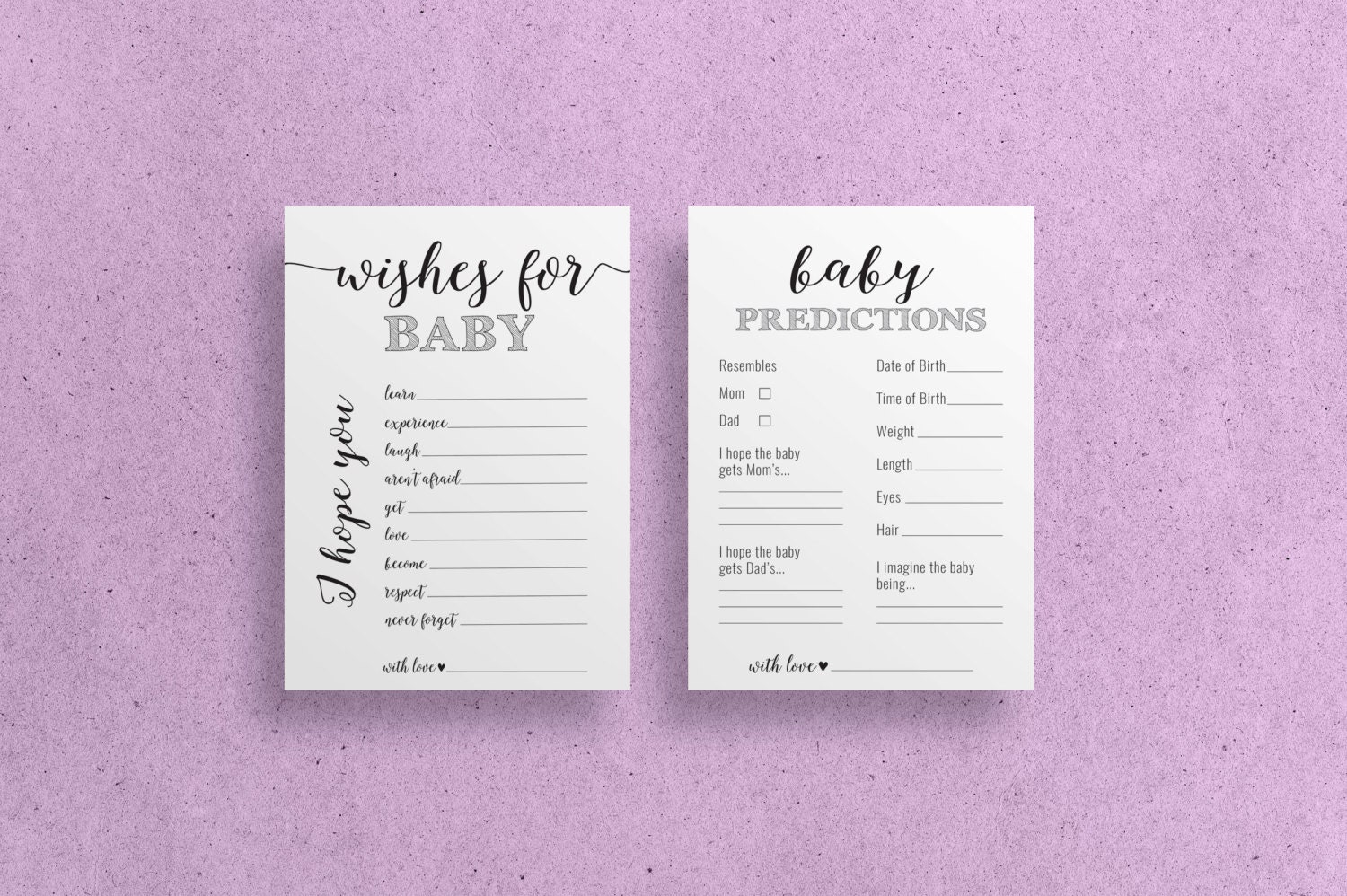 DIY PRINTABLE Baby Shower Game Set of 2 by CloudNinePrintStudio