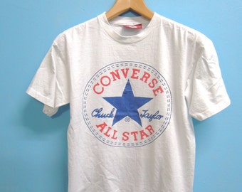 Vintage Converse All Star Chuck Taylor Big Logo Shirt T Shirt Top Tee Skate Punk Rock