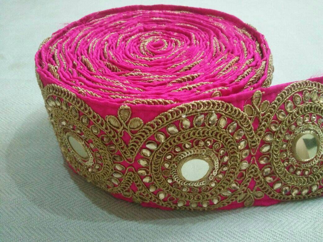 Pink Mirror Lace 10 Yards