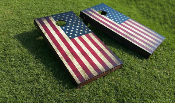 Rustic American Flag Cornhole Set by SplitTimberSports on Etsy