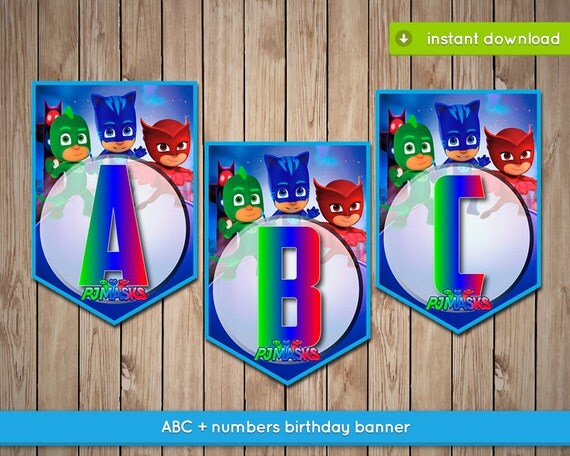 Pj Masks Banner Printable happy birthday party banner