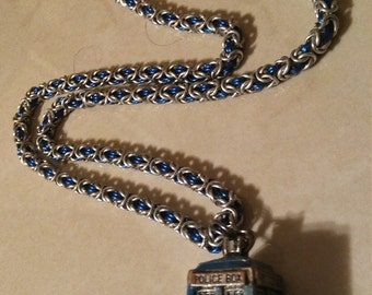 Blue and Silver Aluminum Chainmaille Necklace