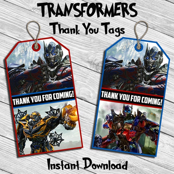 Transformers Birthday Party Thank You Tag Thank by DreamsDigital