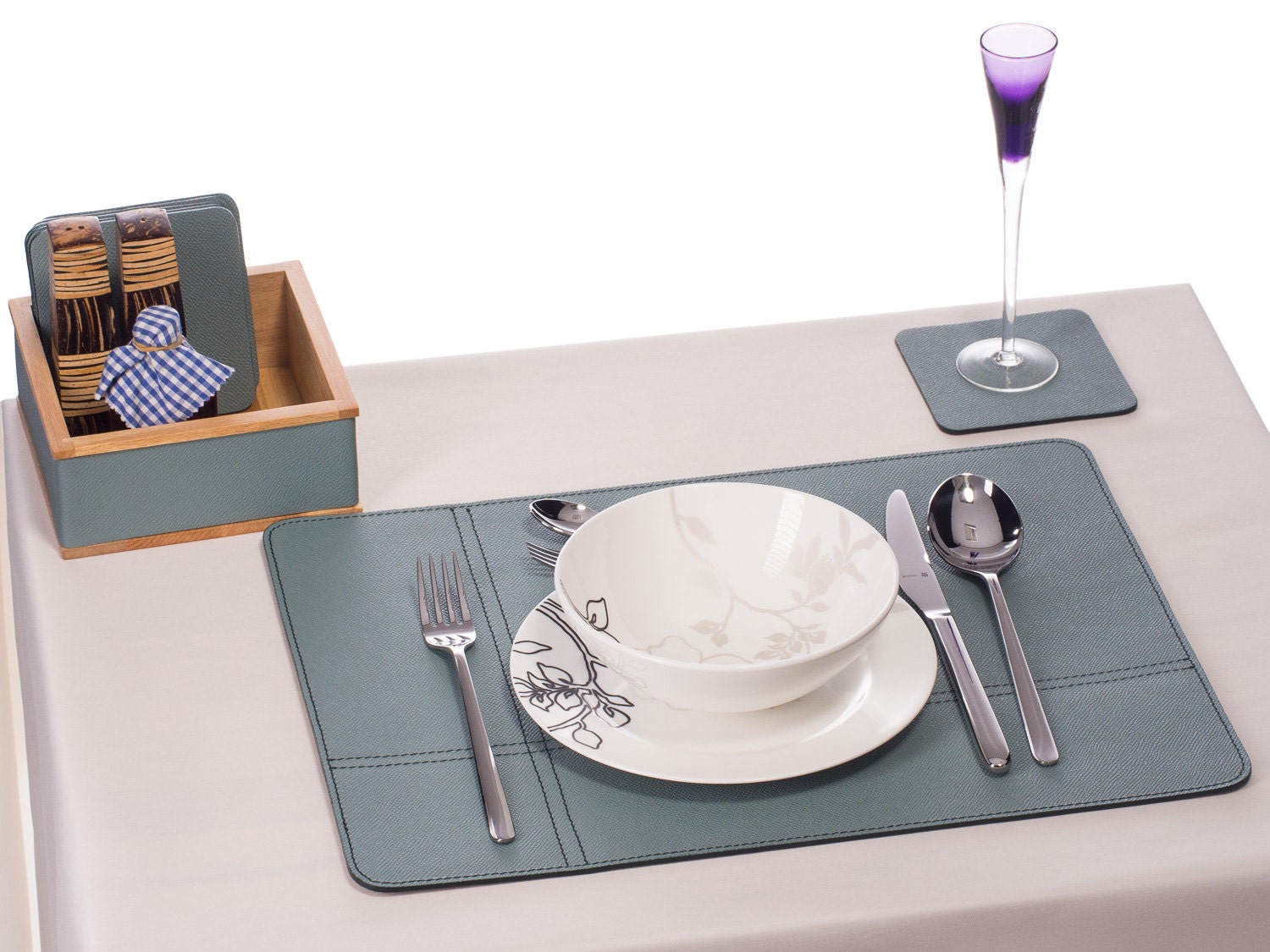 Leather Placemats BlueGray Table Mats and coasters Home