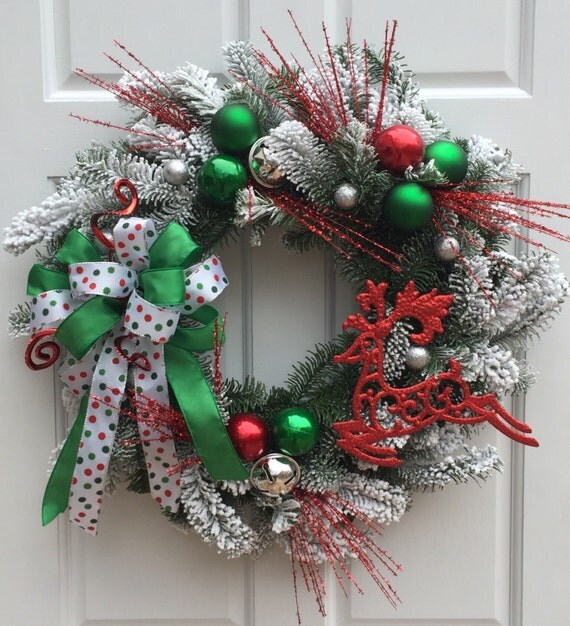 christmas wreath flocked wreath green red by christmas wreath flocked wreath green red by