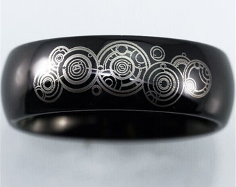 free engraving top quality doctor who time lord design black dome tungsten ring comfort fit design - Dr Who Wedding Ring free engraving top quality doctor who time lord design black dome tungsten ring comfort fit design - Dr Who Wedding Ring