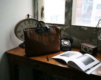 Waxed canvas bag, waxed canvas briefcase, waxed bag, waxed canvas portfolio, waxed canvas messenger bag, cross body bag, portfolio bag