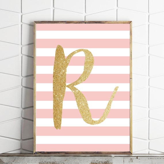 letter R printable pink nursery art girls wall art pink