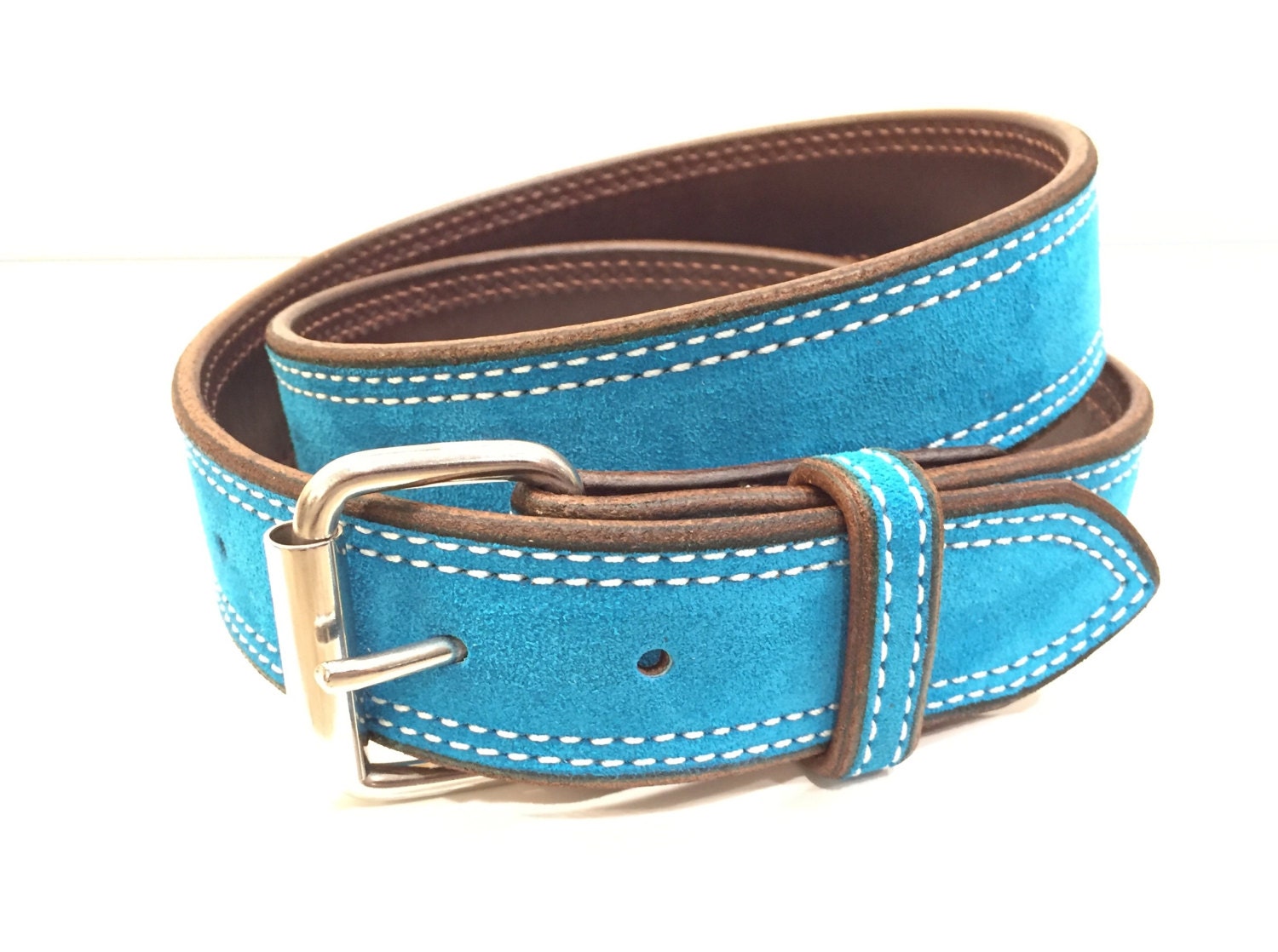 Turquoise Suede Belt Turquoise Leather BeltTurquoise