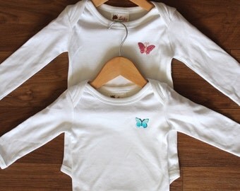 Organic Long Sleeve Onesie W/Butterfly