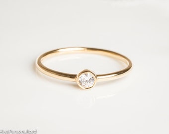 Birthstone Ring - Personalized Gift - Promise Ring - Thin Gold Ring - Personalized Jewelry - Dainty Ring - Stacking Rings