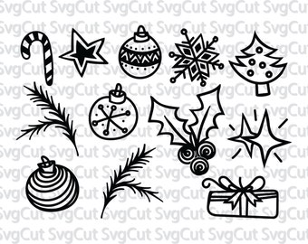 Christmas decoration SVG Cut files, Candy cane, Christmas gift, Mistletoe, SVG Cut Files for Cricut, Silhouette and other Vinyl Cutters