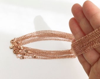 17.5" Necklace chains bulk 10 Pcs, Delicate Cable chains shiny Rose gold chain Jewelry Necklace Chain Bulk Chain wholesale jewelry 10CHN-R