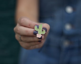 Enamel Cactus Pin, Lapel Pin, Hat Pin