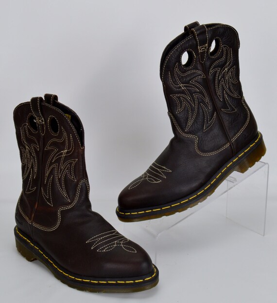 Items similar to Dr Martens UK 6 Brown Leather Pull On Country Western Cowboy Boots US L 8 M 7